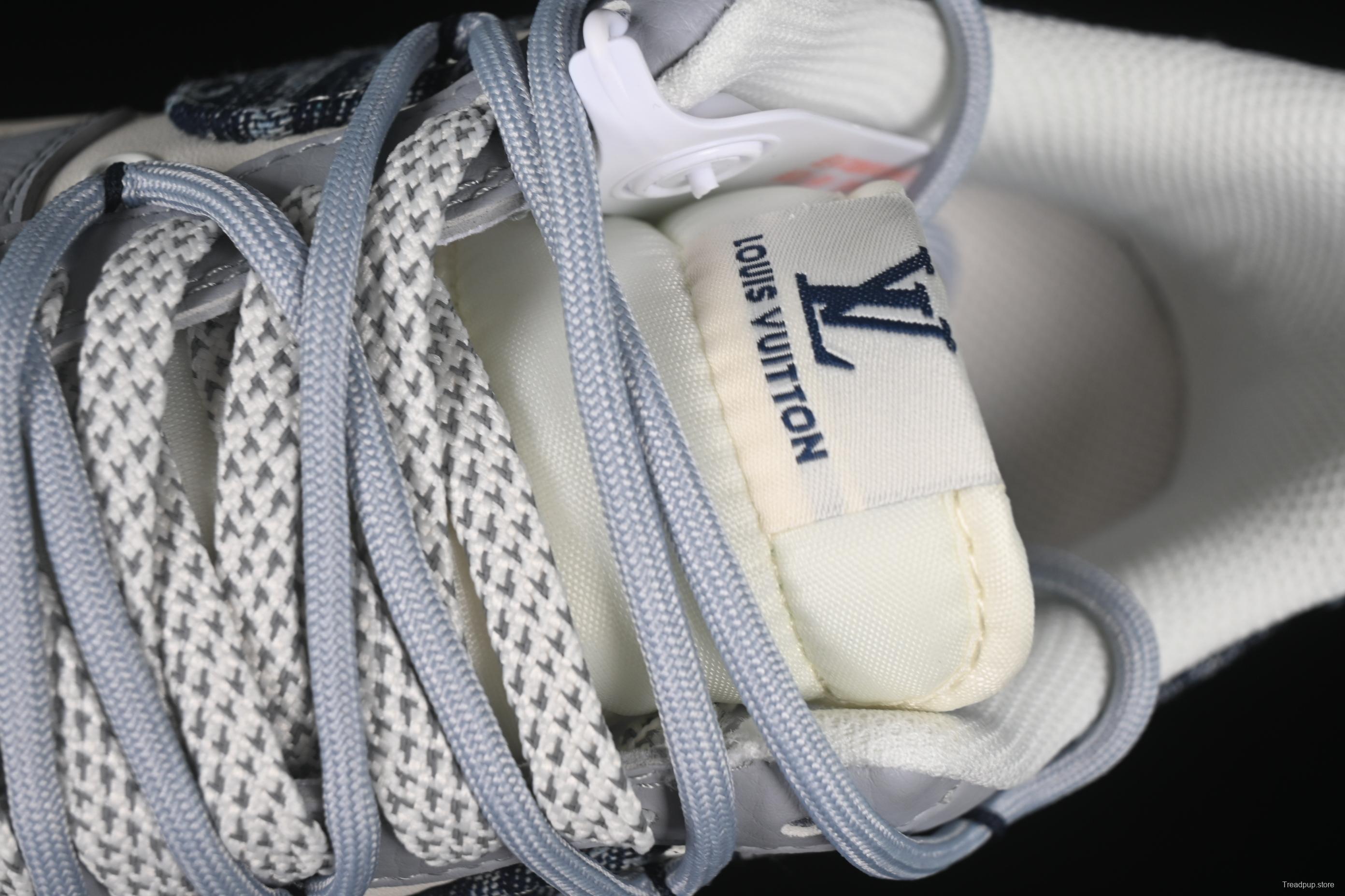 Nike Air Force 1'07 Low LV Collaboration Grey Blue Canvas Lace-Up Casual Sneakers - DM6868-099