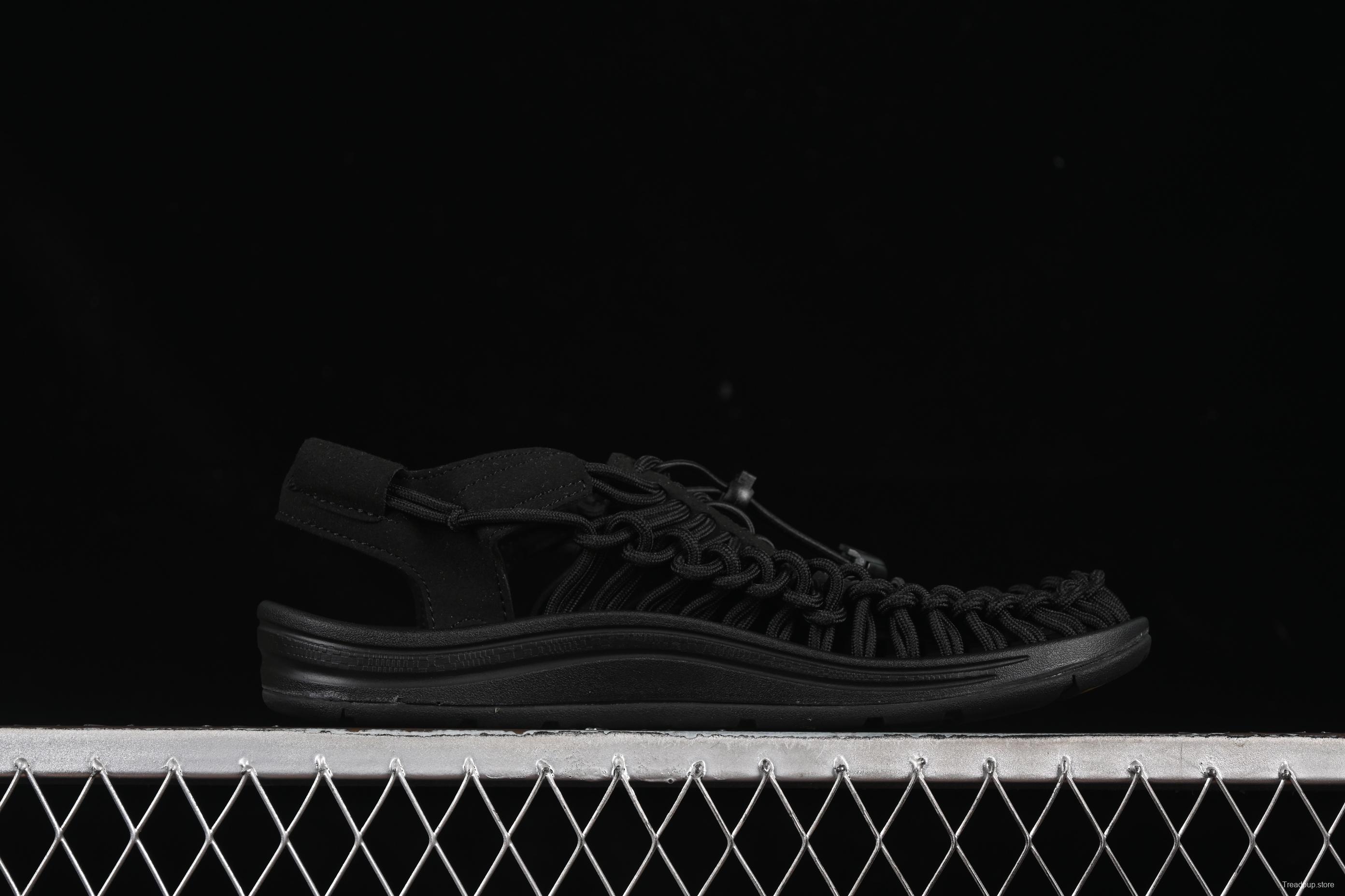 Keen Uneek Flat-M Woven Elastic Strap Casual Outdoor Water Sandals - 1014097 BLACK