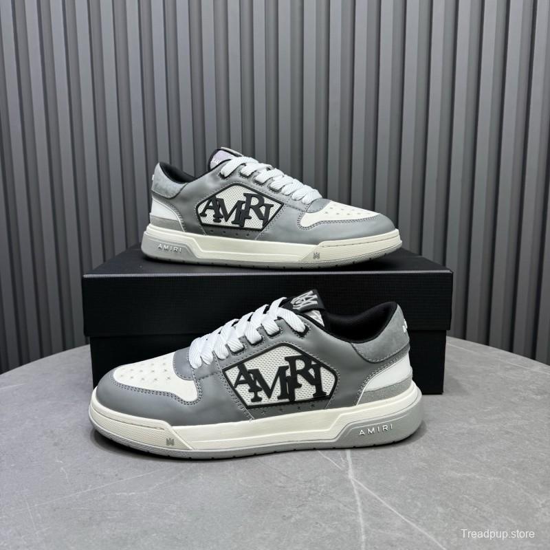 2025 Unisex Amiri White Grey Leather Sneakers MJ00360