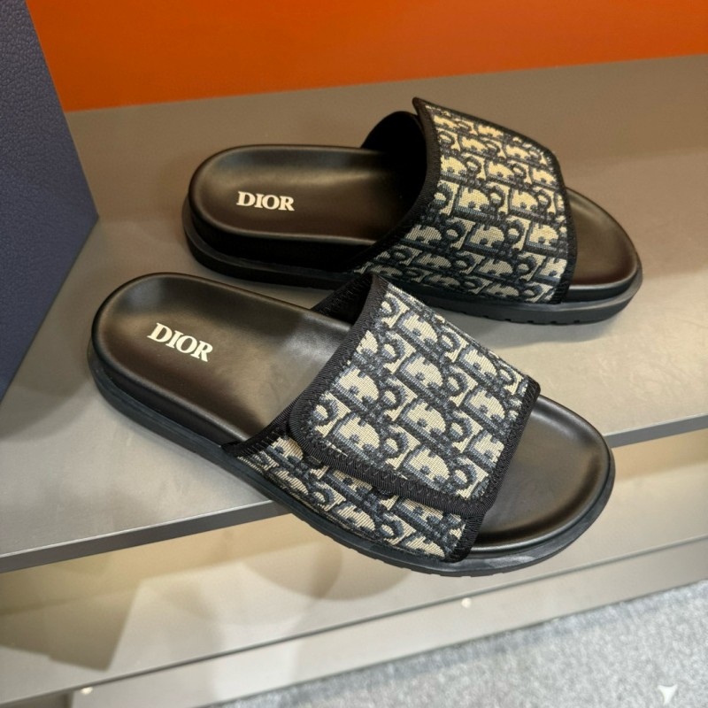 2024 Slippers Dior Black Canvas Slippers MJ00180
