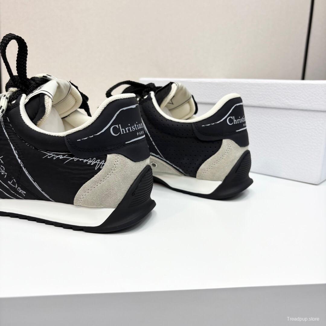 2025 Unisex Dior Black White Suede Leather Mesh Sneakers LY00300