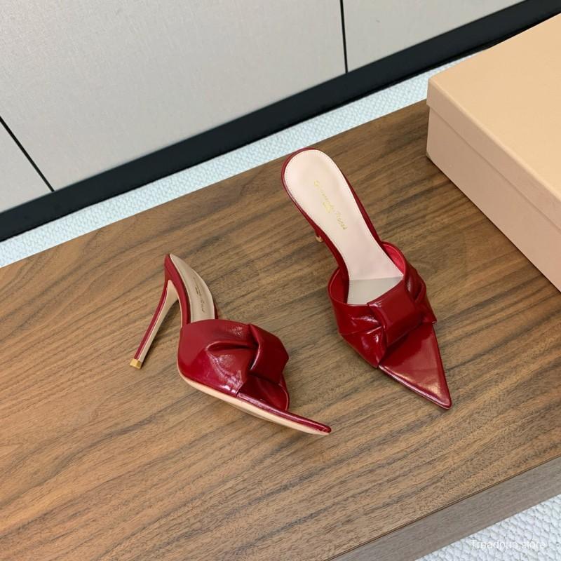 2025 Women Gianvito Rossi Red Leather High Heel Mule KFY00280