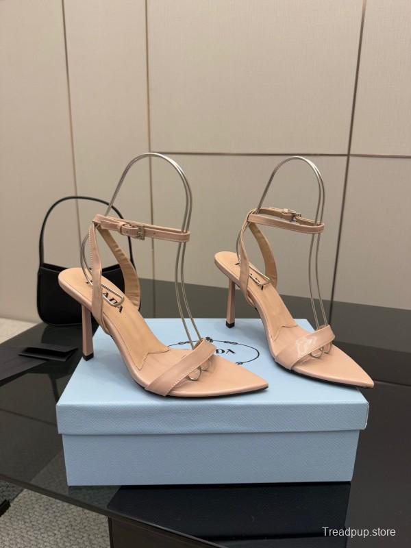 2025 Women Prada Nude Leather Sandals
