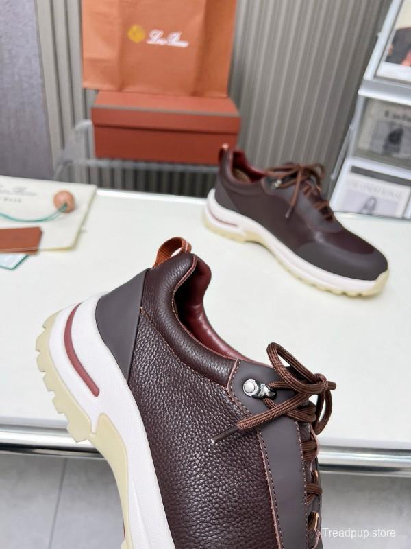 2024 Men Le Parmentier Brown Leather Mesh Sneakers MJ00350