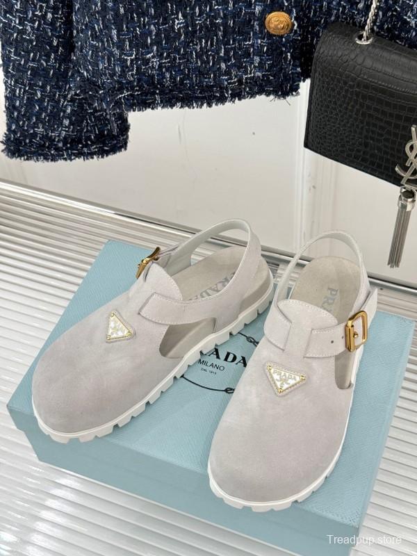 2025 Women Prada Grey Suede Casual Shoes