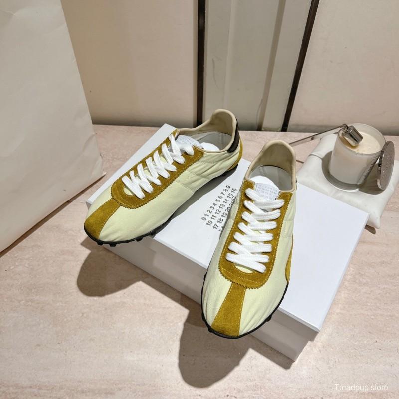 2025 Unisex MM6 Maison Margiela Yellow White Nylon Suede Sneakers