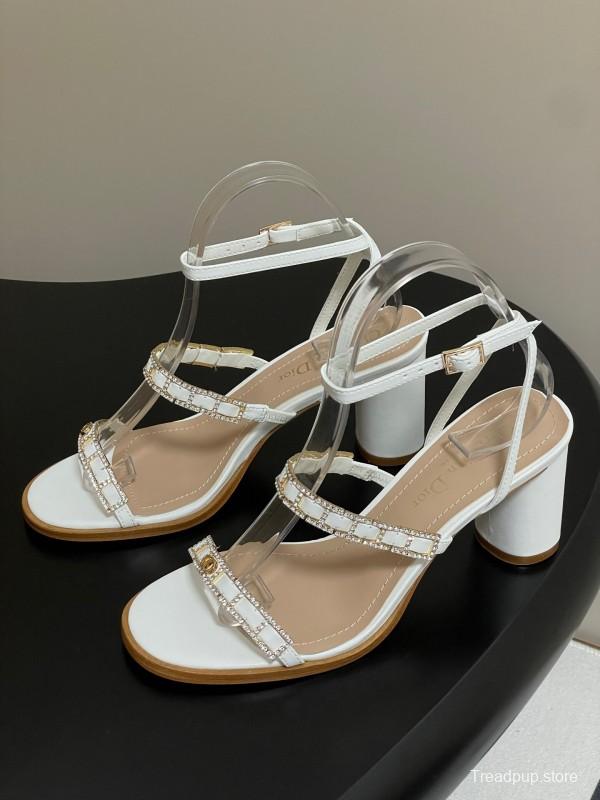 Dior D-lssime Heeled Sandals with Crystal Embellishments and Cross Straps - 2025SS