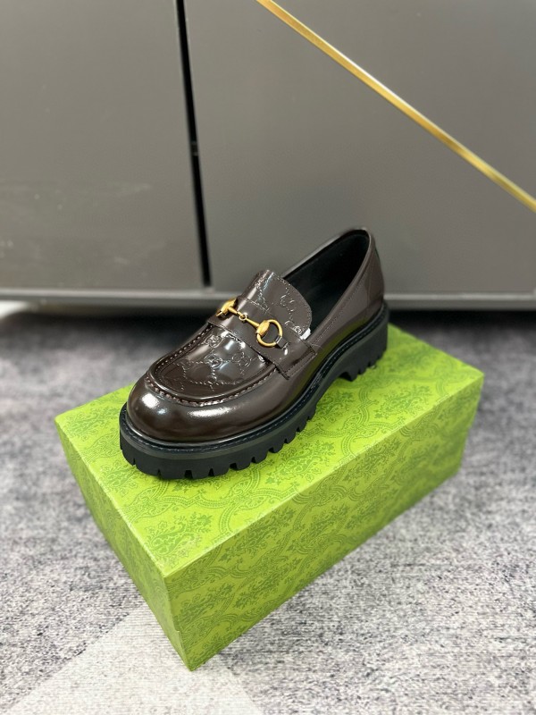 2024 Women Gucci Black Calf Leather Loafers MJ00300
