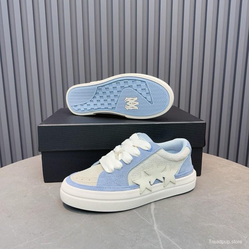 2024 Unisex Amiri Blue White Canvas Suede Sneakers MJ00300
