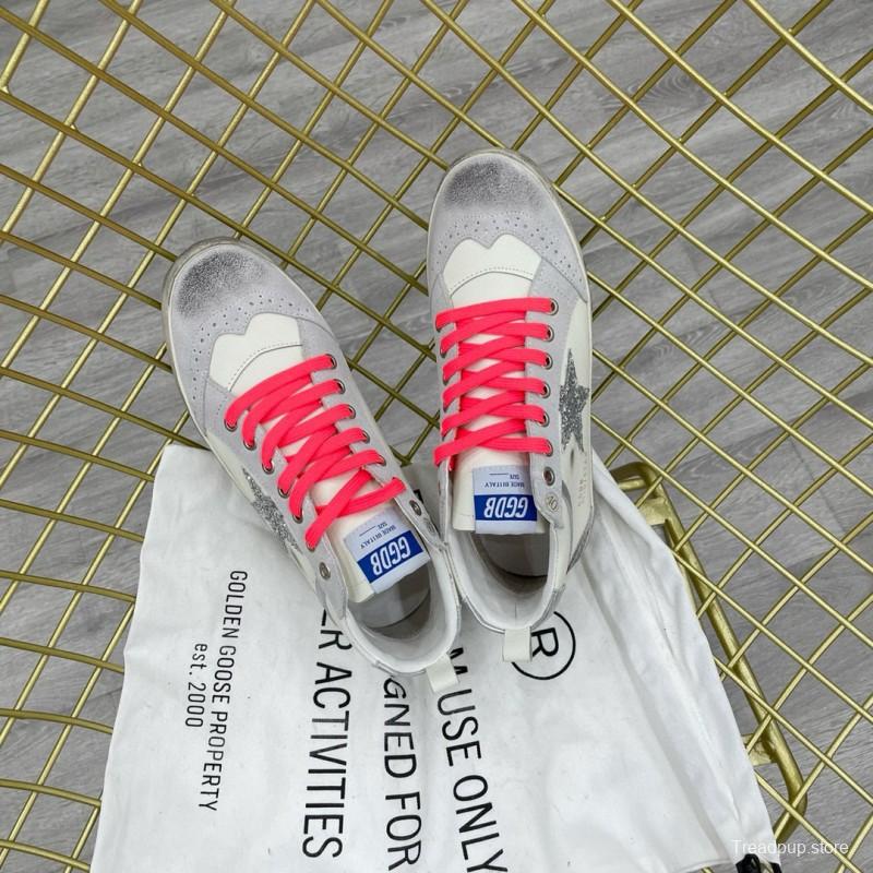 2024 Unisex GGDB White Silver Glitter Leather High Top Sneakers MJ00300