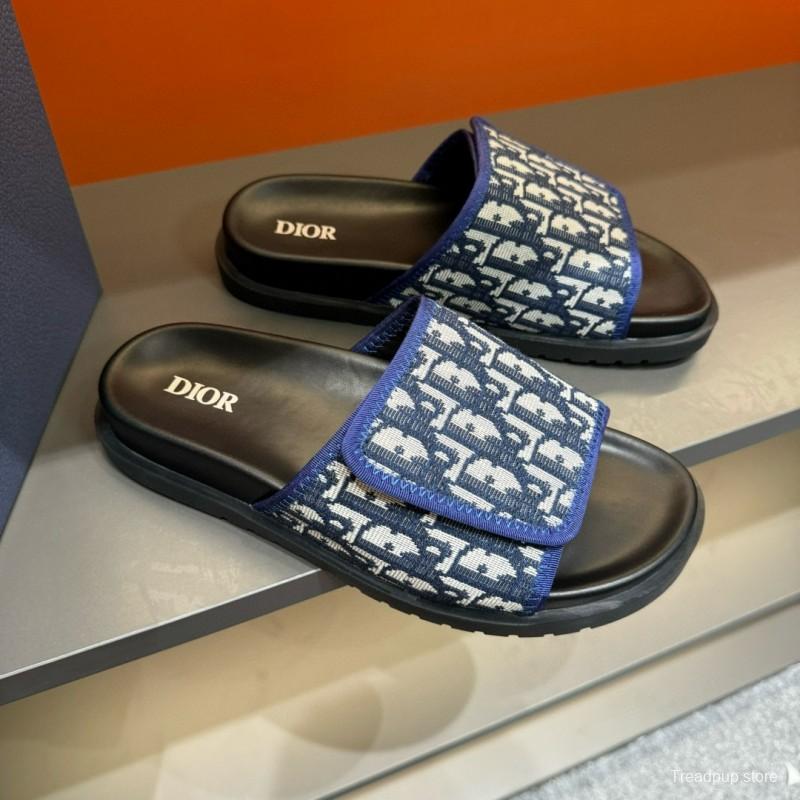 2024 Dior Blue White Fabric Slippers MJ00180