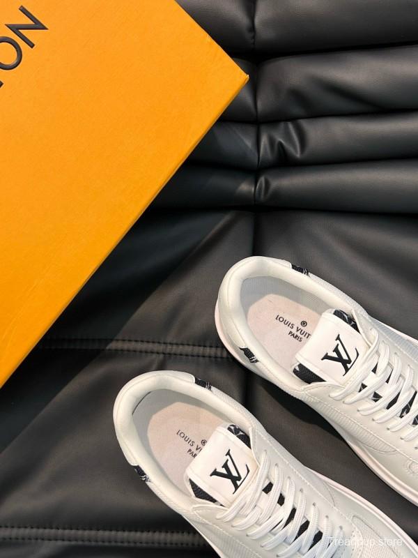 2024 Men Louis Vuitton White Leather Mesh Sneakers MJ00400