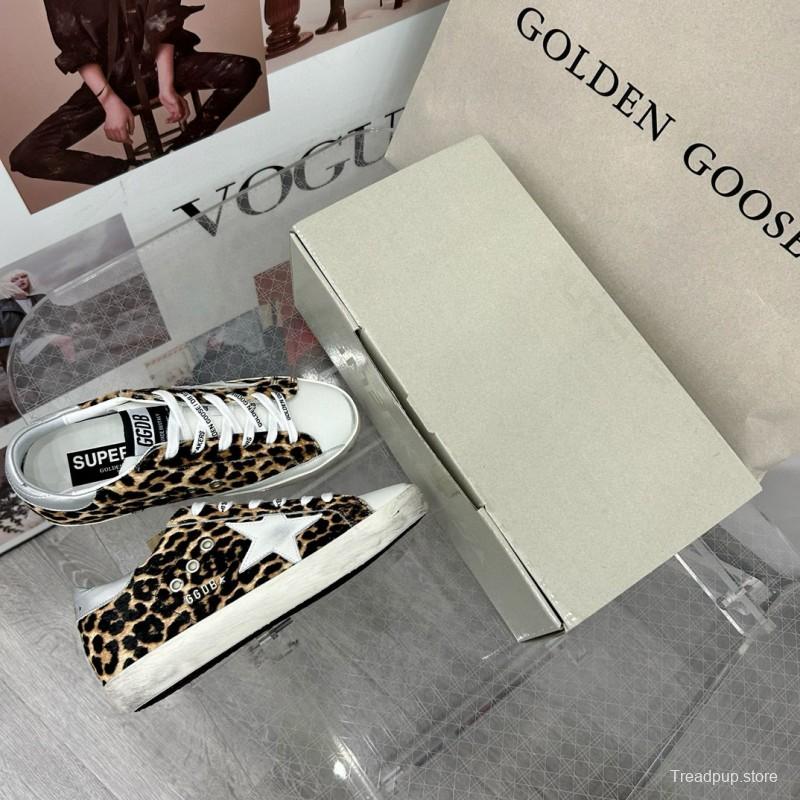 2025 Women GGDB Leopard White Leather Sneakers