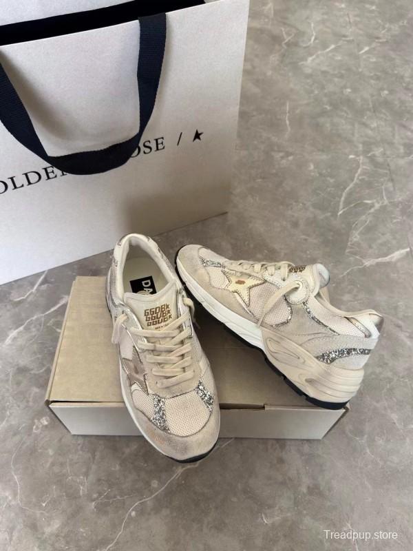 2024 Women GGDB Beige White Suede Mesh Sneakers