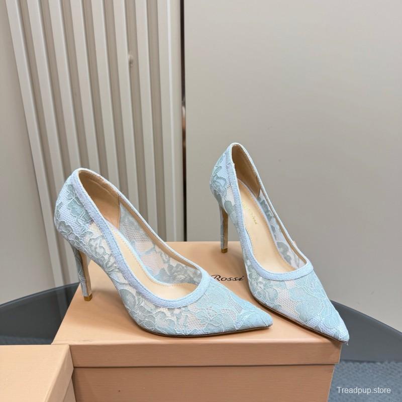 2025 Women Gianvito Rossi Light Blue Lace High Heel KFY00280