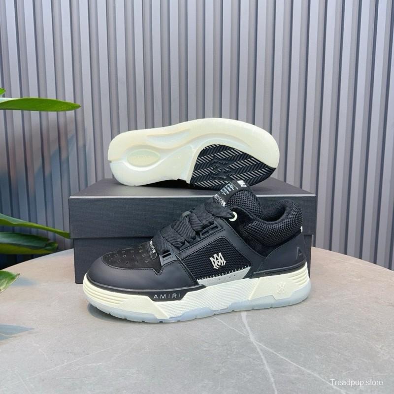 2024 Unisex Amiri Black Mesh Leather Sneakers MJ00360
