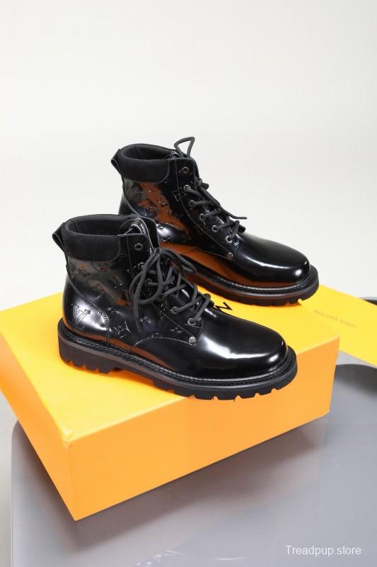 2024 Men Louis Vuitton Black Calfskin Leather Casual High-Top MJ00470