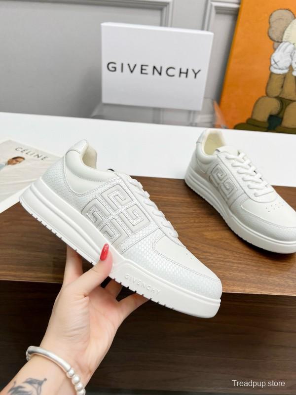 2024 Unisex Givenchy White Silk Calfskin Patent Leather Low Top Sneakers MJ00380