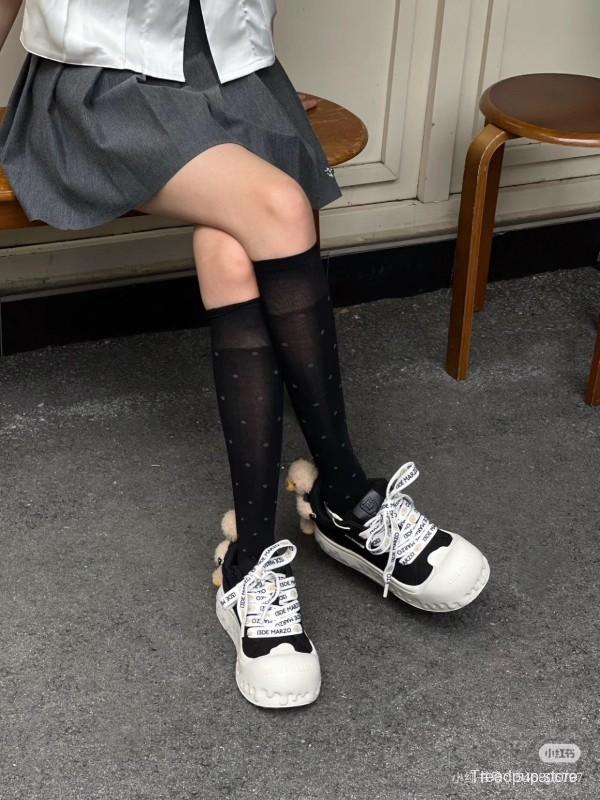 2025 Women 13DE MARZO Black Canvas Small Bear Toy Sneakers KFY00280