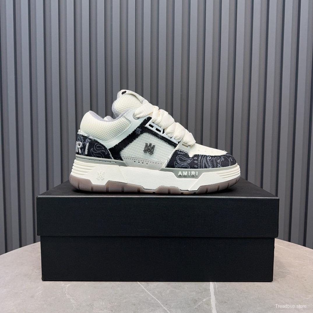 2024 Unisex Amiri White Black Leather Sneakers MJ00360