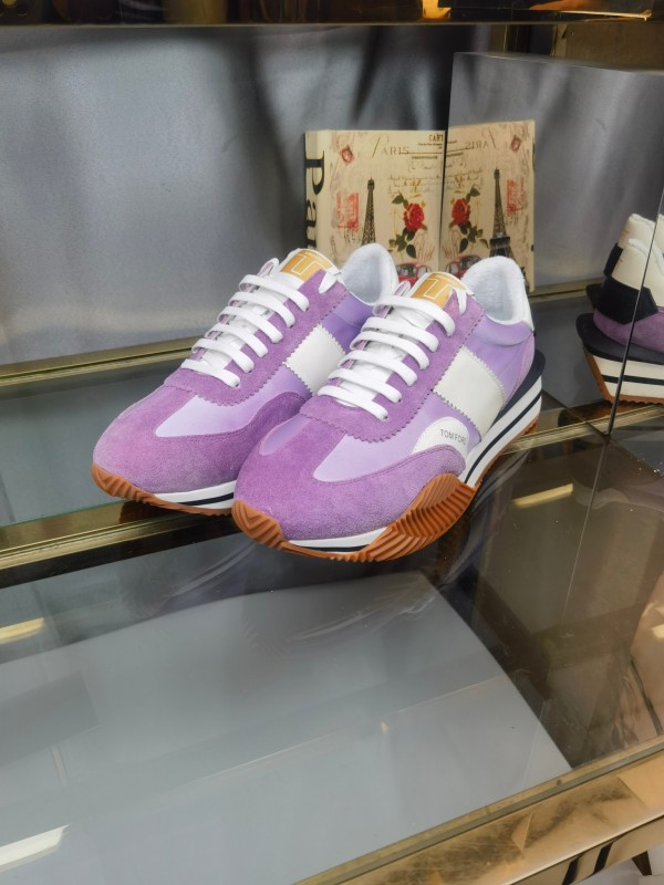 2025 Unisex TOM FORD Purple White Suede Leather Sneakers LY00360(F)/LY00370(M)