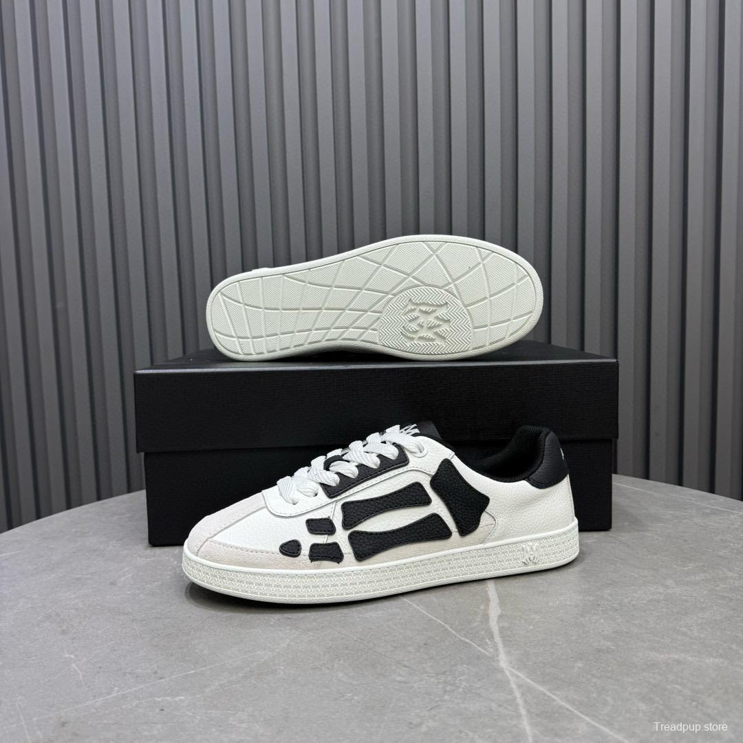 2024 Unisex Amiri White Black Leather Sneakers MJ00300