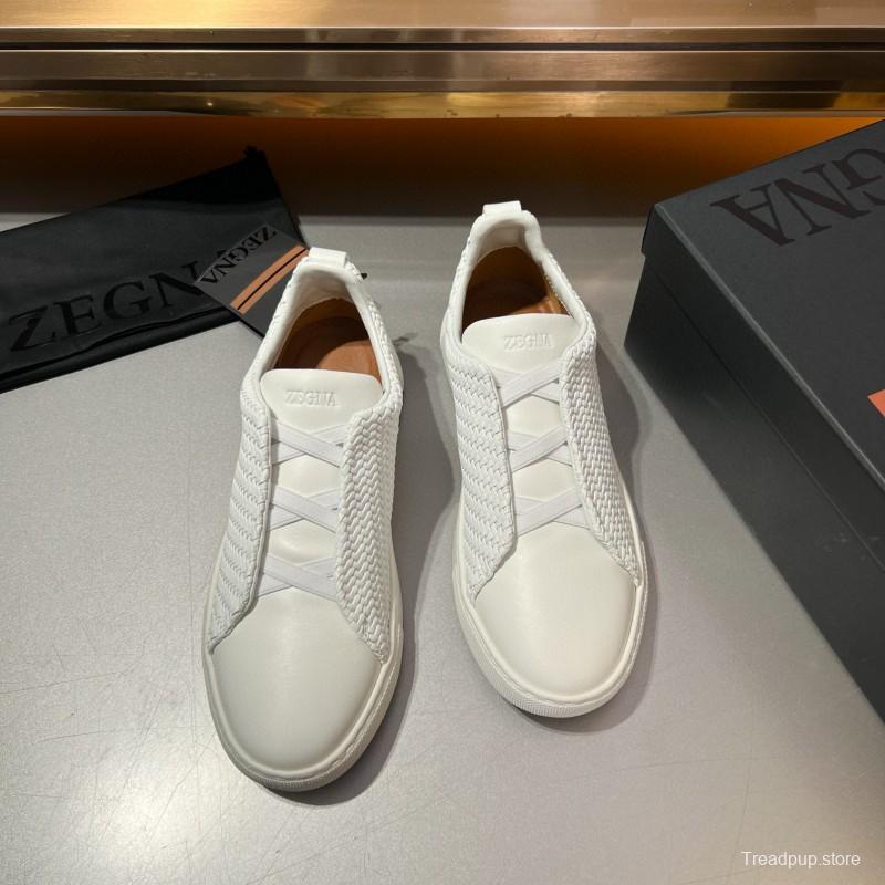 2024 Men Ermenegildo Zegna White Leather PELLETESSUTA Sneakers MJ00280