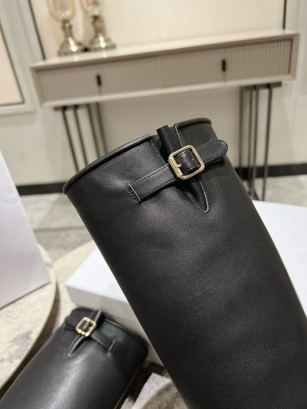 2024 Women Dior Black Leather Boots CJ Serial