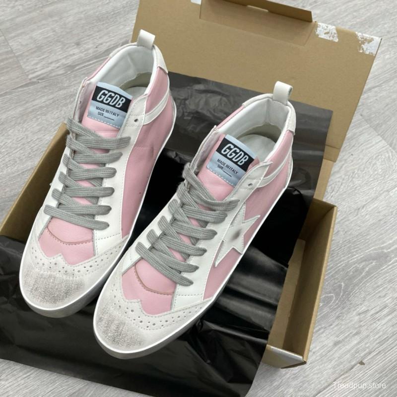 2024 Women GGDB Pink White Leather High Top Sneakers MJ00300