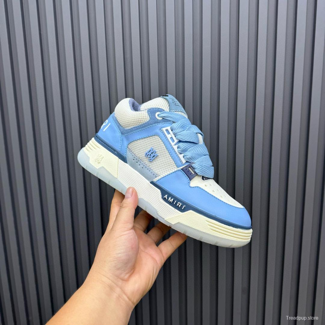 2024 Unisex Amiri Light Blue White Leather Sneakers MJ00360