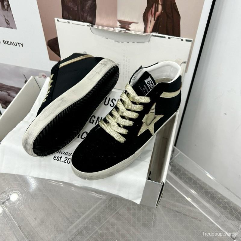 2024 Unisex GGDB Black Gold Leather Suede High Top Sneakers MJ00300
