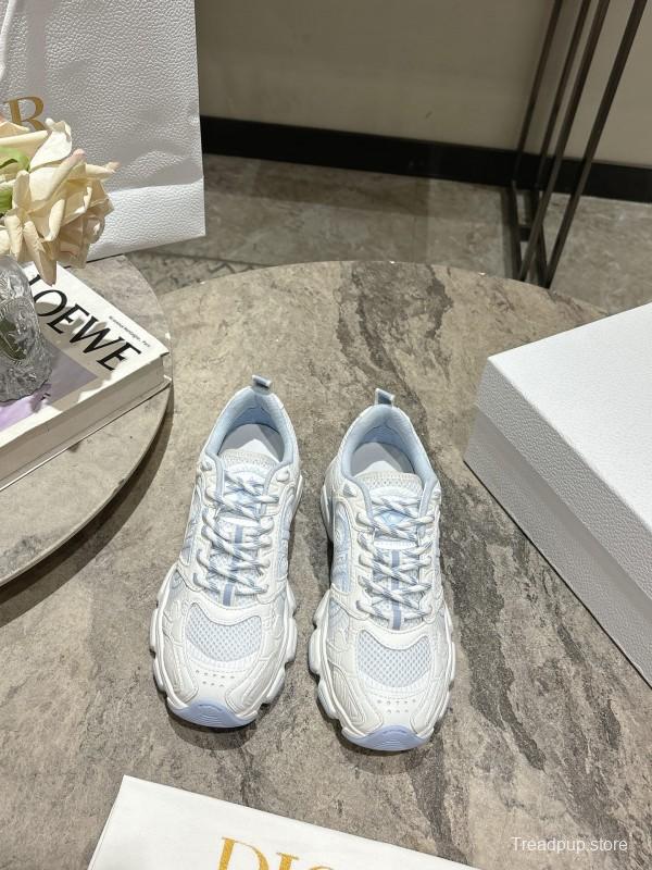 2025 Women Dior White Mesh Leather Sneakers