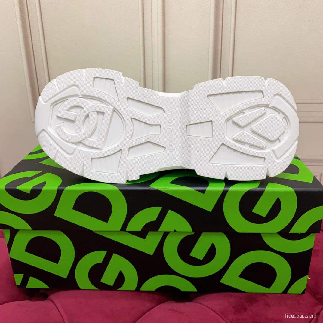 2025 Women Dolce & Gabbana White Mesh Leather Sneakers LY00340