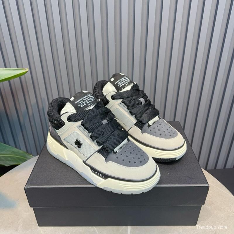 2024 Unisex Amiri Black White Grey Leather Mesh Sneakers MJ00360