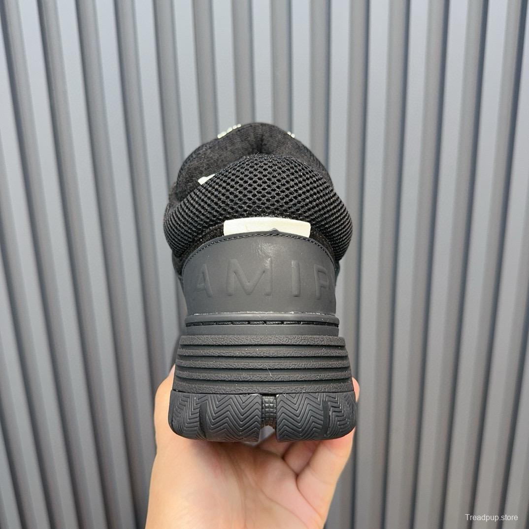 2024 Men Amiri Black Mesh Leather Sneakers MJ00360