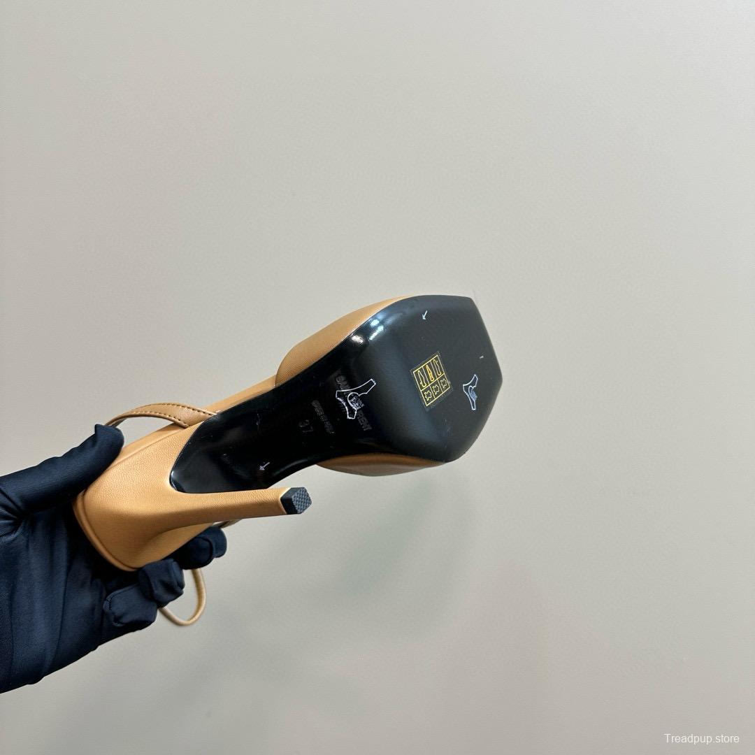 2025 Women Yves Saint Laurent Beige Calfskin Slingback Pumps