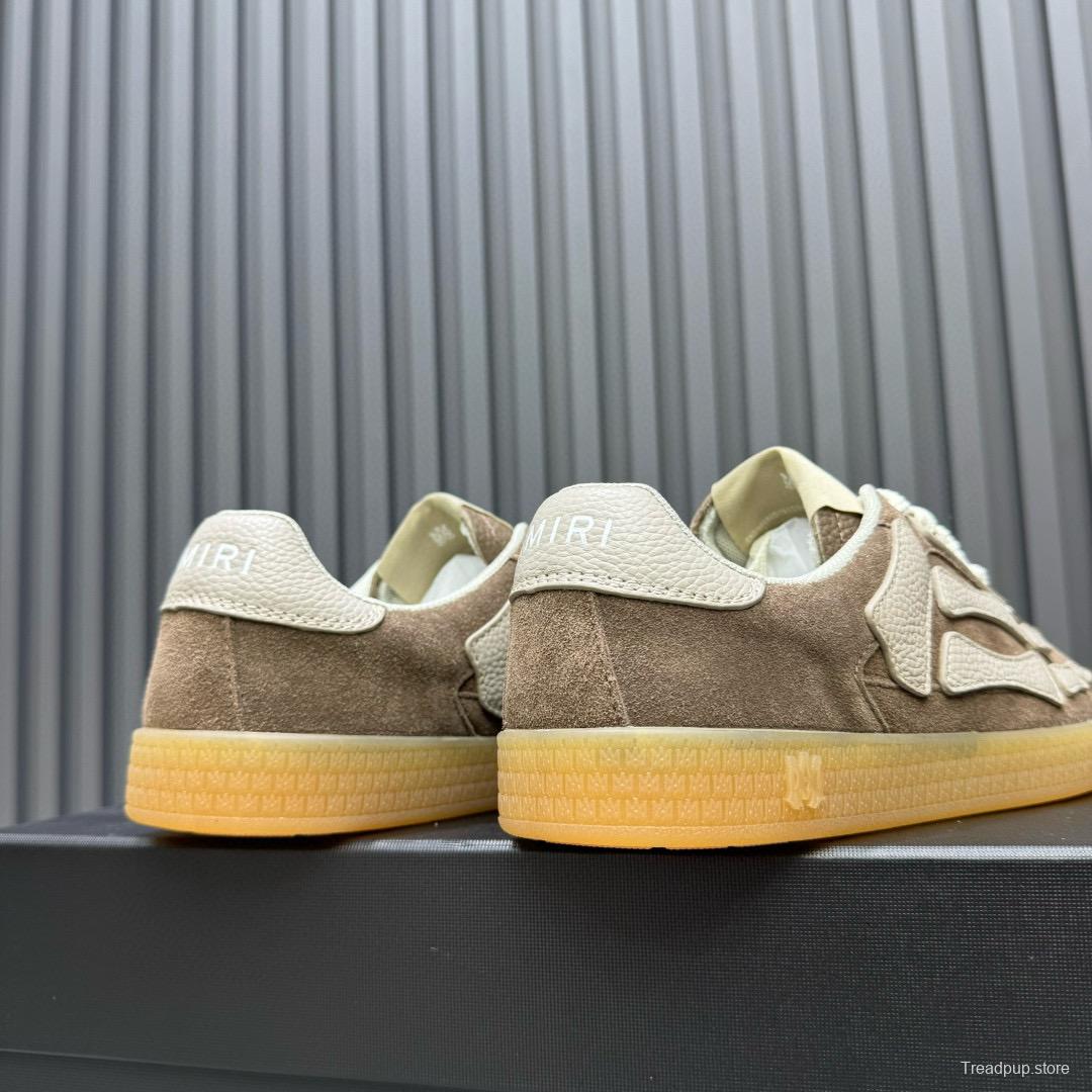 2024 Unisex Amiri Beige White Suede Leather Sneakers MJ00300
