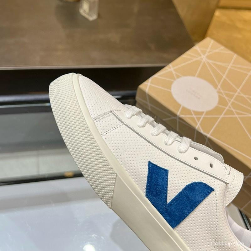 2025 Unisex VEJA White Blue Leather Canvas Sneakers MJ00240