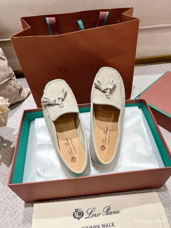 2025 Women Le Parmentier Beige Suede Loafers Tassel LY00291