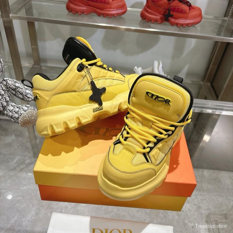 2024 Unisex Dior Yellow Leather Sneakers MJ00380