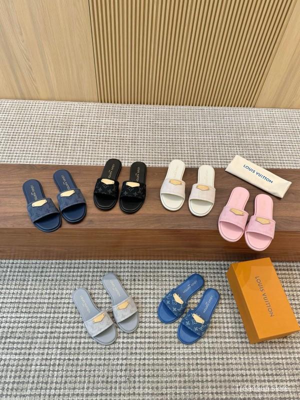 2025 LV Blue Leather Slippers LY00200