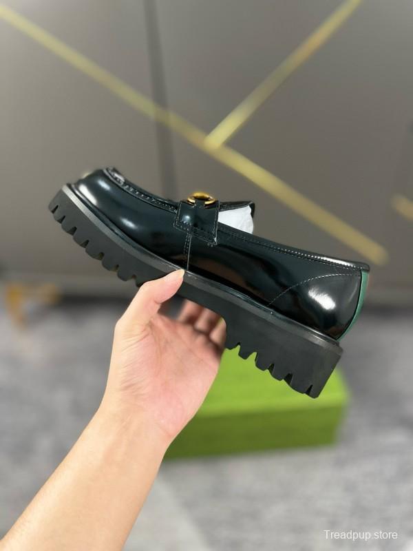 2024 Women Gucci Black Leather Formal Shoes MJ00300