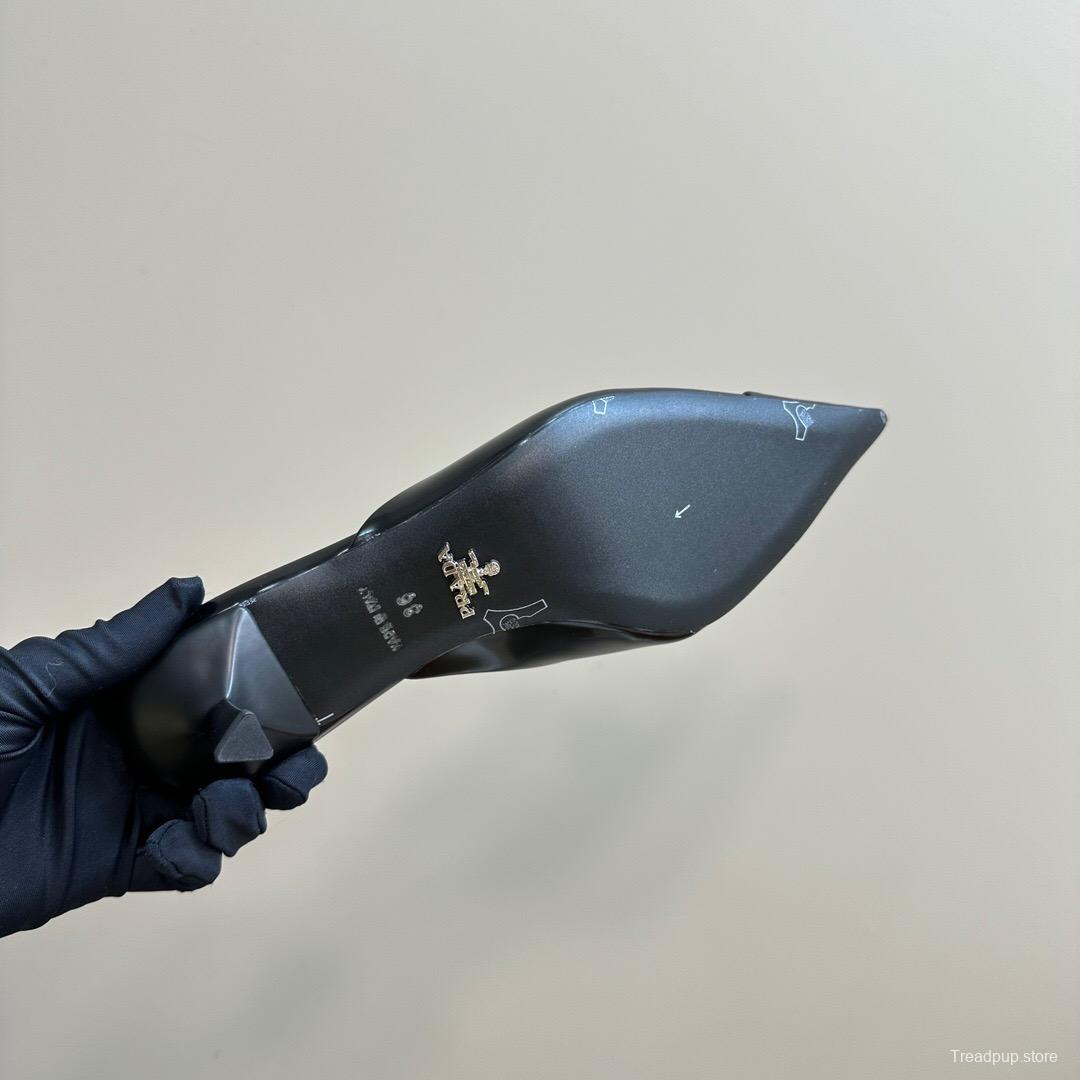 2025 Women Prada Black Leather Mules