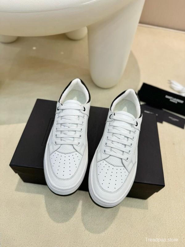 2024 Unisex Yves Saint Laurent white black leather sneakers