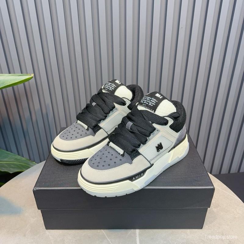 2024 Unisex Amiri Black White Grey Leather Mesh Sneakers MJ00360
