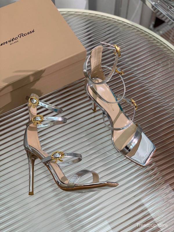 2025 Women Gianvito Rossi Silver Leather Sandals