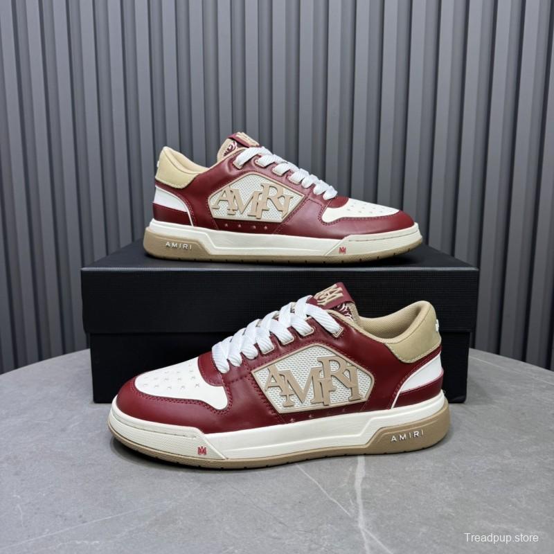 2025 Unisex Amiri Red White Beige Leather Sneakers MJ00360