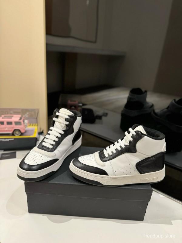 2024 Unisex Yves Saint Laurent Black White Leather Casual Sneakers MJ00390