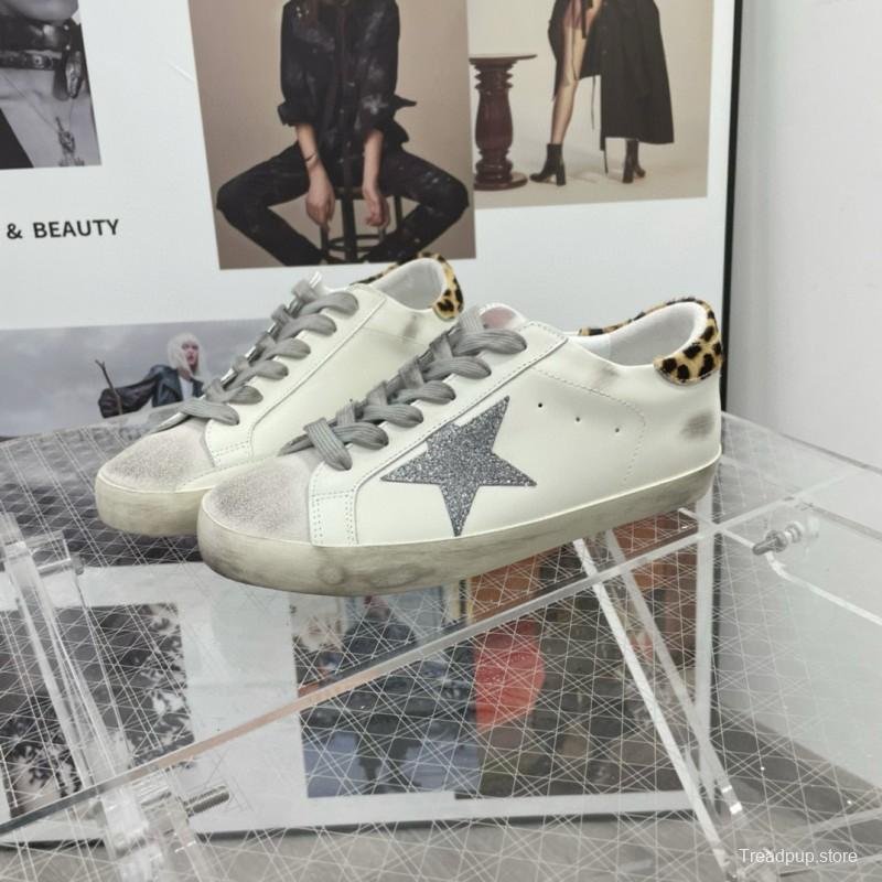 2025 Women GGDB White Grey Leather Suede Sneakers