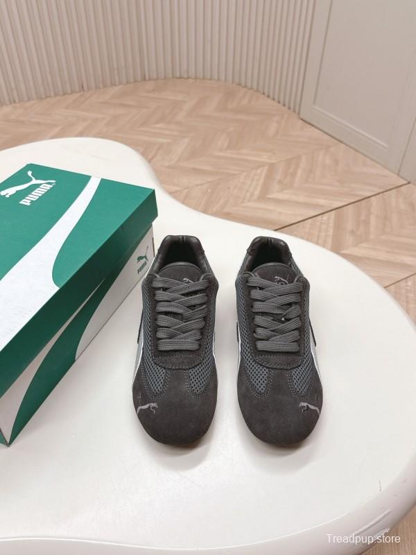 2025 Women Puma Grey White Suede Mesh Sneakers LY00280